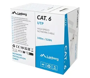 Lanberg CAT6 UTP grau / Installationskabel / 100 m / Massivleiter CU / CPR / Fluke-geprüft