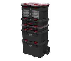 Keter Stack'N'Roll Organizer transparent, schwarz, rot / 10 Fächer / 51,5 x 11,5 x 34,5 cm