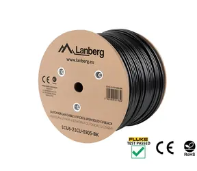 Lanberg LCU6-21CU-0305-BK schwarz / Netzwerkkabel / Cat6 / U/UTP / 305 m / Außenbereich / CU / Fluke-Test