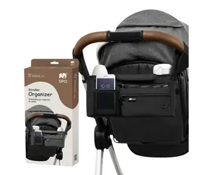 SIPO Kinderwagen-Organizer Schwarz / Multifunktional / 2x Getränkehalter / Polyester / 4,6 l