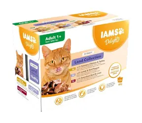 IAMS Delights Land Collection Beutel / 12 x 85 g / in Sauce / für ausgewachsene Katzen