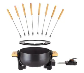 Tristar FO-1108 schwarz / Elektrisches Fondue-Set / Bambusfuß