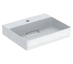 Geberit ONE Alpinweiß / Waschbeckenablaufabdeckung / horizontaler Ablauf / Kammeinsatz / Magnetverschluss