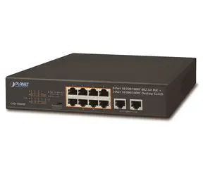 Planet GSD-1008HP / PoE-Switch / 8x PoE 802.3at 120W / 2x Gigabit / VLAN / Reichweitenverlängerung bis 250 m