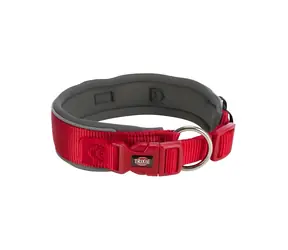 TRIXIE Premium rot/graphit / Hundehalsband / Extra breit / S 33-42 cm / 35 mm