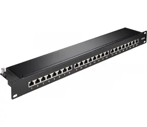Goobay Patchpanel 24x RJ45 STP Cat. 6A / Patchpanel / 19" / 1HE / Schwarz
