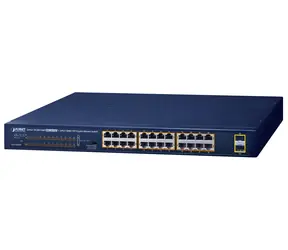 Planet GSW-2620HP / PoE-Switch / 24x 1Gb RJ45 / 2x SFP 1Gb / VLAN / 240W PoE-Budget