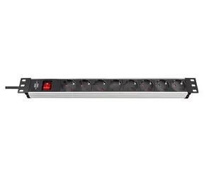 Brennenstuhl Alu-Line schwarz / Steckdosenleiste / 19" / 8x Steckdosen / Schalter / 3500 W / 2 m Kabel