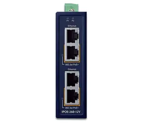 Planet IPOE-260-12V / PoE-Injektor / 4X 1 Gbit/s / 2x 802.3at 36/72 W / DIN / IP30 / -40~75 °C