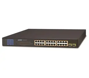 Planet GSW-2620VHP / Switch / 24x 1Gb / 2x 1Gb SFP / PoE 802.3at/az 300W / LCD / VLAN / Reichweitenverlängerung bis 250 m