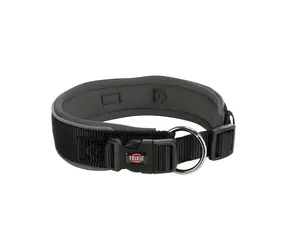 TRIXIE Halsband Premium extra weit schwarz/graphit ML 40-48 cm/40 mm / Nylon, gepolstert, reflektierende Elemente