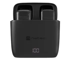 Natec Hopper Lavalier schwarz (NMI-2253) / Lavalier-Mikrofon / 2er-Set / kabellos / USB-C / 2,4 GHz