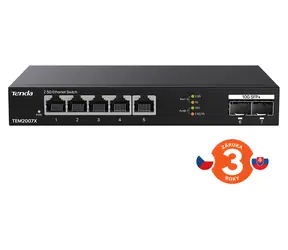Tenda TEM2007X / Switch / 5x 2,5 Gbit/s RJ45 / 2x 10G SFP+ / Unmanaged / Metal