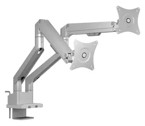 ICY BOX IB-MS524-T grau / Tischhalterung für 2 Monitore / bis zu 32 Zoll / VESA 75x75-100x100 / Tragkraft 2 x 9 kg