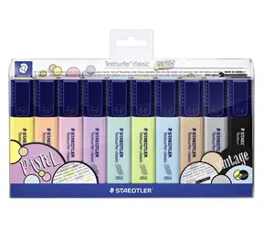 Staedtler Textsurfer Classic Pastell-Textmarker / 10er-Set / Pastellfarbenmischung / Strichstärke 1-5 mm