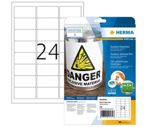 Herma Etiketten für den Außenbereich, weiß / Etiketten / wasserfest / 63,5 x 33,9 mm / 240 Stück