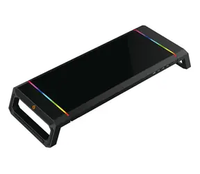 Conceptronic THORNE schwarzer Gaming-Monitorständer / RGB / 4X USB-A 2.0 / Schublade / Tragkraft 10 kg