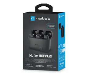 Natec Hopper Lightning schwarz (NMI-2256) / Ansteckmikrofon / 2er-Set / kabellos / Reichweite 30 m / Akkulaufzeit 4 h