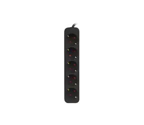 Lanberg Steckdosenleiste mit 5 Schuko-Steckern, schwarz / Steckdosenleiste / 3 m / Kupferkabel / 2500 W / Kindersicherung
