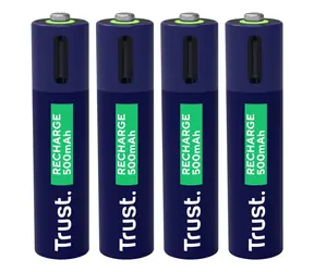 Trust 25671 Wiederaufladbare AAA-Batterie, 4 Stück / Wiederaufladbare Batterie / 500 mAh / 800 Ladezyklen
