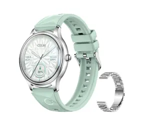 Colmi L28 silber-grün, silbernes Stahlarmband / Smartwatch / AMOLED-Display / Bluetooth-Anrufe / IP68