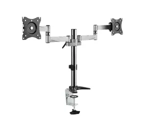 LogiLink Tischhalterung für 2 Monitore (13-27 Zoll), schwarz / Monitorhalterung / VESA 75-100 mm / 8 kg / neigbar, drehbar