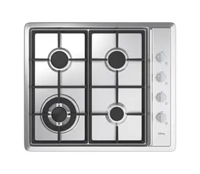 IsEasy MGBS-604D Edelstahl-Gaskochfeld / 4 Brenner / 7,8 kW / Erdgas/Flüssiggas / Gusseisenroste