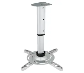 Techly 301559 silber / Deckenhalterung für Projektoren / Tragkraft 15 kg / Neigung 0-30° / drehbar 360° / Stange 30-37 cm
