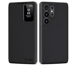 Tech-Protect SMART Wallet, schwarz matt / Hülle für Samsung Galaxy S25 Ultra / Brieftasche / Sichtfenster / Ständer