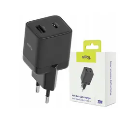Allity ATC-01-30WAC schwarz / Wandladegerät / GaN / 30 W / 1x USB-A / 1x USB-C / PD/QC