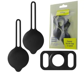 Allity ASA-300 schwarz / Hülle für Apple AirTag / Silikon / 3-teilig (2x Anhänger, 1x Halsband)