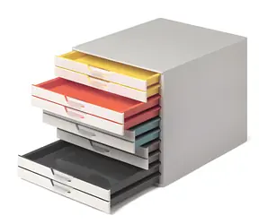 Durable Varicolor 10 Schubladenschrank (mehrfarbig, weiß) / 10 Schubladen / Kunststoff / stapelbar