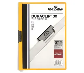 Durable Duraclip Original 30 gelb / Schnellbinder mit Clip / A4 / PVC / 30 Blatt