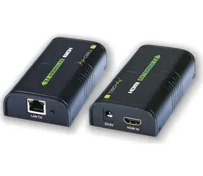 Techly HDMI-Extender über IP-Netzwerk, schwarz / HDMI-Extender / Ethernet / Reichweite 120 m / Full HD 1080p