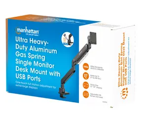 Manhattan Monitorarm mit USB-Anschlüssen, schwarz / Monitorarm / bis zu 57 Zoll / Tragkraft 27 kg / VESA 75-200 / USB-A + USB-C