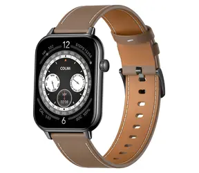 Colmi C28, schwarz, braunes Lederarmband / Smartwatch / 1,93" AMOLED-Display / Bluetooth-Anrufe / KI-Assistent