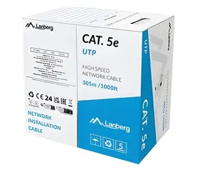 Lanberg UTP-Kabel Cat5e 305 m, grau / Netzwerkkabel / CCA / Fluke-geprüft