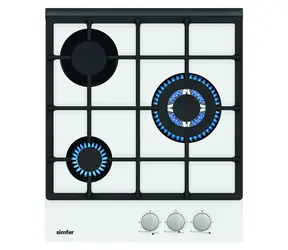 Simfer H4.305.HGSBB weiß / Gaskochfeld / 45 cm / 3 Brenner inkl. Wokbrenner / Mechanische Steuerung