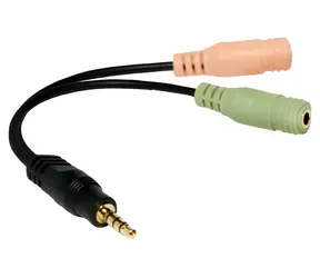 LogiLink CA0021 schwarz / Audioadapter / 3,5-mm-Klinkenstecker (4-polig, Stecker) - 2x 3,5-mm-Klinkenbuchse (Buchse) / 0,15 m