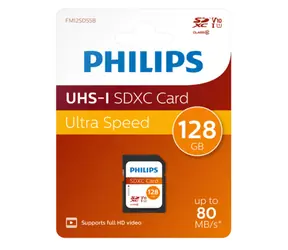 Philips SDXC 128 GB / Speicherkarte / Klasse 10 / UHS-I U1 / Lesegeschwindigkeit 80 MB/s