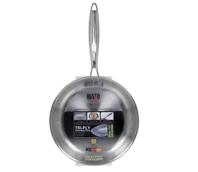 RESTO 95002 Bratpfanne CRATER 26 cm / Klassische Pfanne / Dreilagig Edelstahl/Aluminium