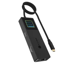Icy Box IB-DK4038-LCD Anthrazit / Dockingstation / LCD-Display / HDMI 4K 60 Hz / USB-C PD 100 W