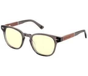 Gunnar TIOGA Grau Kristall/Walnuss / Büro-/Gaming-Brille / bernsteinfarbene Gläser MINERAL / BLF 65 / Gunnar Fokus