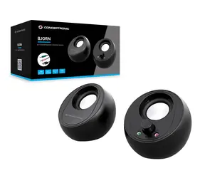 Conceptronic BJORN01B schwarze PC-Lautsprecher / 2.0 / 10 W RMS / Bluetooth 5.0 / USB
