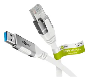 Goobay 74163 weiß / Adapterkabel / USB-A 3.2 Gen1 auf RJ-45 / Cat.6 / 1 Gbit/s / 10 m