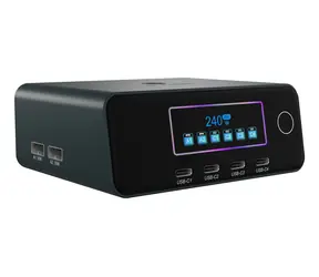 Icy Box Diamond Charge 2401 schwarz / GaN-Ladegerät / 240 W / LCD-Display / 4X USB-C, 2x USB-A