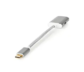 Nedis USB-C - DisplayPort und USB-C silber / Adapter / USB 3.2 Gen 1 / PD / 4K 60Hz / 0,2 m / Geflochten