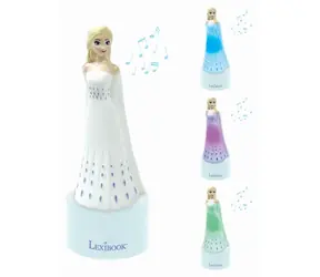 Lexibook Nachtlicht mit Lautsprecher, Motiv: Elsa aus „Die Eiskönigin“ / LED-Hintergrundbeleuchtung / AUX-Eingang / 3 AAA-Batterien / ab 3 Jahren