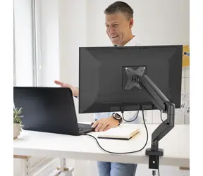 J5Create Ergonomischer Monitorhalter, schwarz / Monitorhalterung / 17-32 Zoll / Tragkraft 8 kg / Neigung -45-90° / Drehung 360°