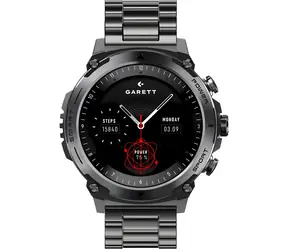 Garett Atom Black Steel / Smartwatch / 1,43" AMOLED-Display / IP68 / Telefonfunktion / Android & iOS